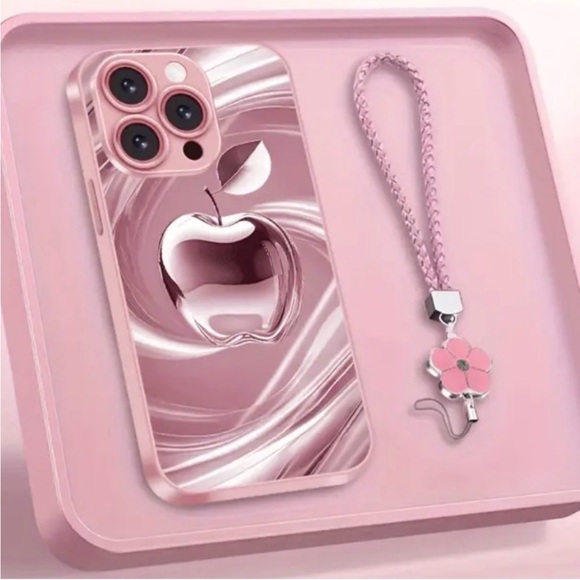 Other - NWT!! New Upgraded Pearl Silk Pink Apple IPhone 16 pro max Case w Gorgeous Strap